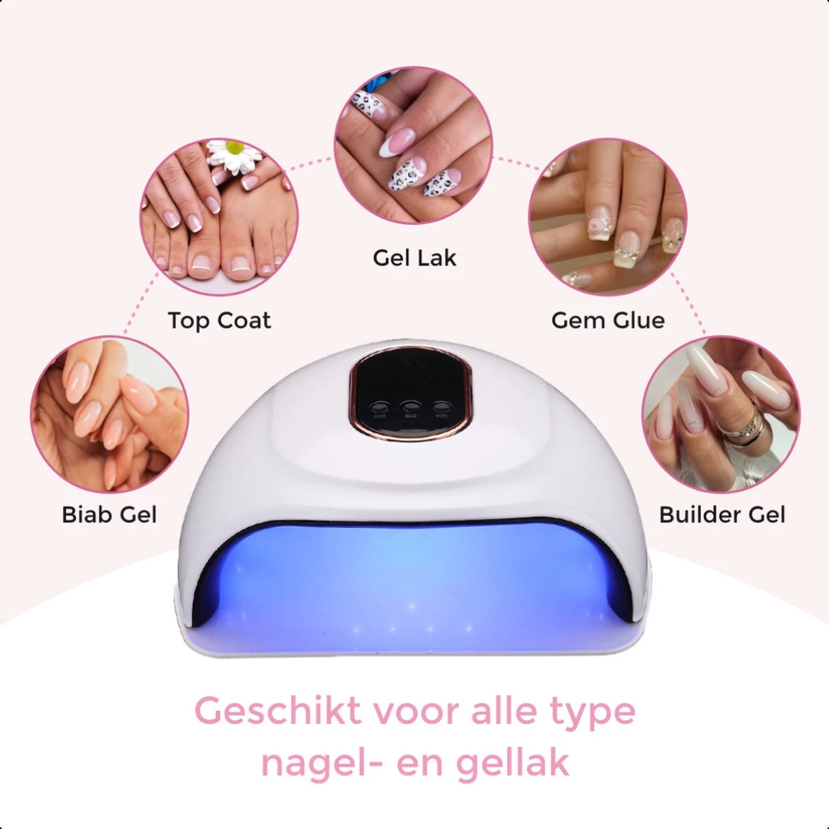 Price2buy UV Lamp Gelnagels + Extra's - Nagellamp - Set Met Nageldroger - Gellak Lamp - Draagbaar - Afbeelding 4