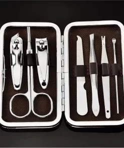 Merkloos 7-delige Manicureset Van Roestvrij Staal Met Schaar, Pincet, Vijl, Zijsnijder, Kartel, Scheermachine, Nagelknipper & Pedicure Kit In Etui, Nagelverzorgingsgereedschap, Nagelset, Nagelverzorgingsset