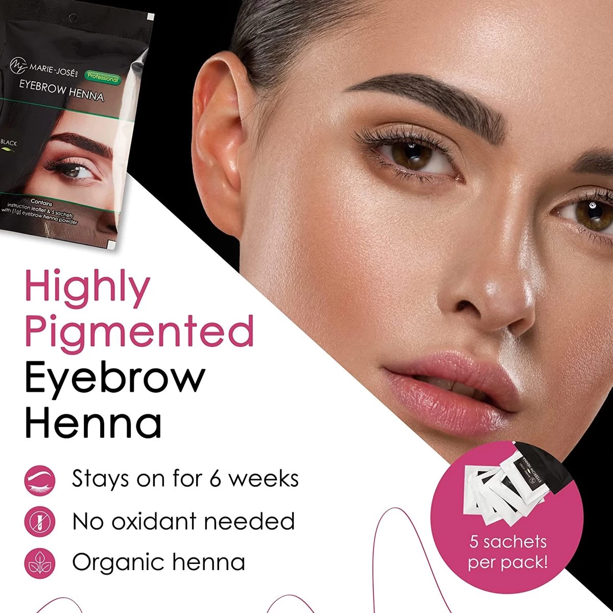 Henna Wenkbrauwverf Zwart | Henna Brows |Geschikt Voor Minstens 25 Toepassingen - Afbeelding 5