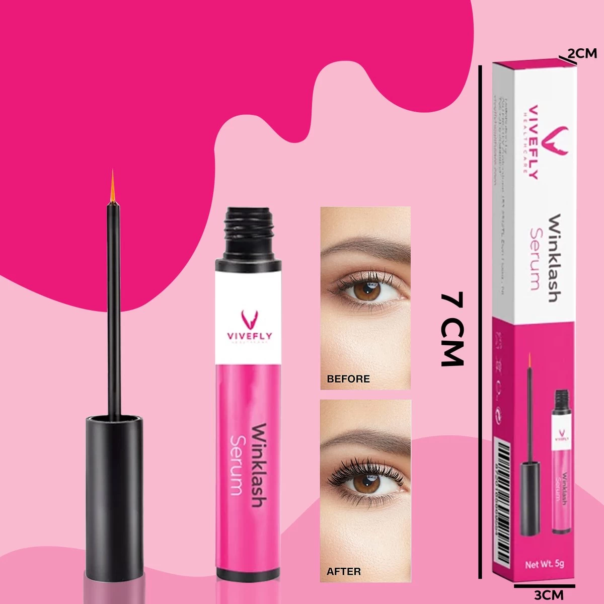 Vivefly Healthcare Winklash - Wimperserum - Wimper Krullen - Wimper Groei - Lash Serum 5ml - - Afbeelding 2