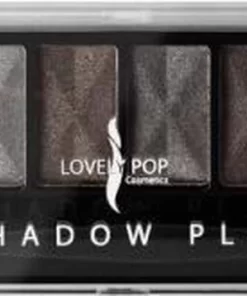 Lovely Pop Cosmetics - Oogschaduw Palette - Planet Mercury - Met Lange Applicator - 8 Kleuren: Wit / Grijs / Zilver / Antraciet / Mat Zwart / Zwart - 1 Doosje Met 9 Gram Inhoud - Afmeting Doosje: 14,7 X 4,4 Centimeter