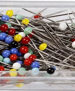 Creativ Company 200 Stuks Spelden / Steeknaalden Met Verschillend Gekleurde Plastic Koppen - 31 Mm - Hobby/naai Materiaal