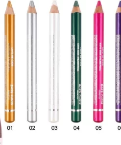 8 Jumbo Oogschaduw En Oogpotlood Met Puntenslijper - Goud/Zilver/Wit/Groen/Roze/Paars/Blauw/Bruin - Set Met 8 Stuks