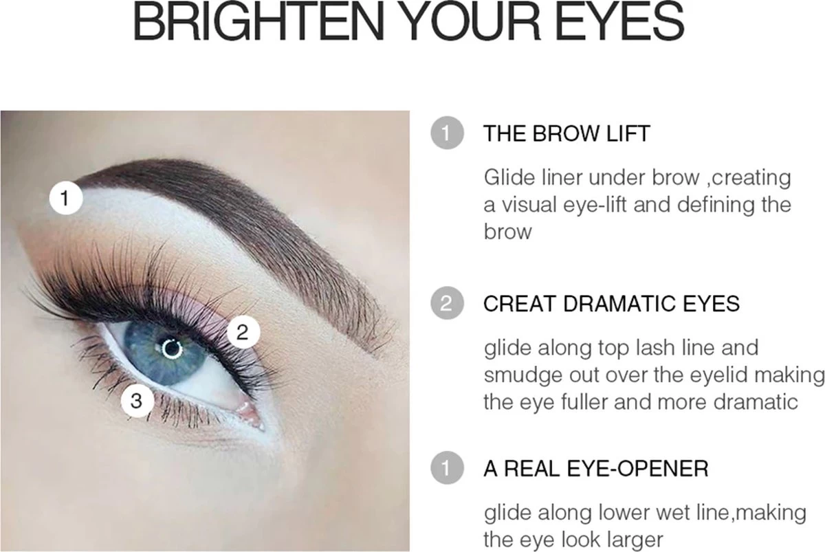 Witte Soft Eyeliner - 2 Stuks - Zachte Eyeliner - White Eyeliner - 2 Pieces - - Afbeelding 5