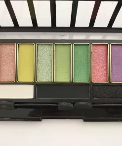 Wynie - Oogschaduw Palette - 12 Vrolijke Matte En Shimmer Tinten Blauw, Groen, Roze, Paars, Geel, Wit En Zwart - 1 Doos Met 2 Applicatoren - Nummer 060831