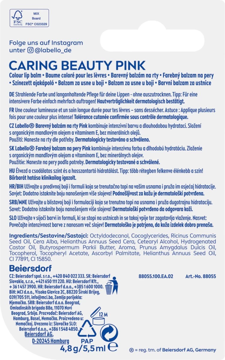 Labello Lippenbalsem Caring Beauty Pink - Afbeelding 2