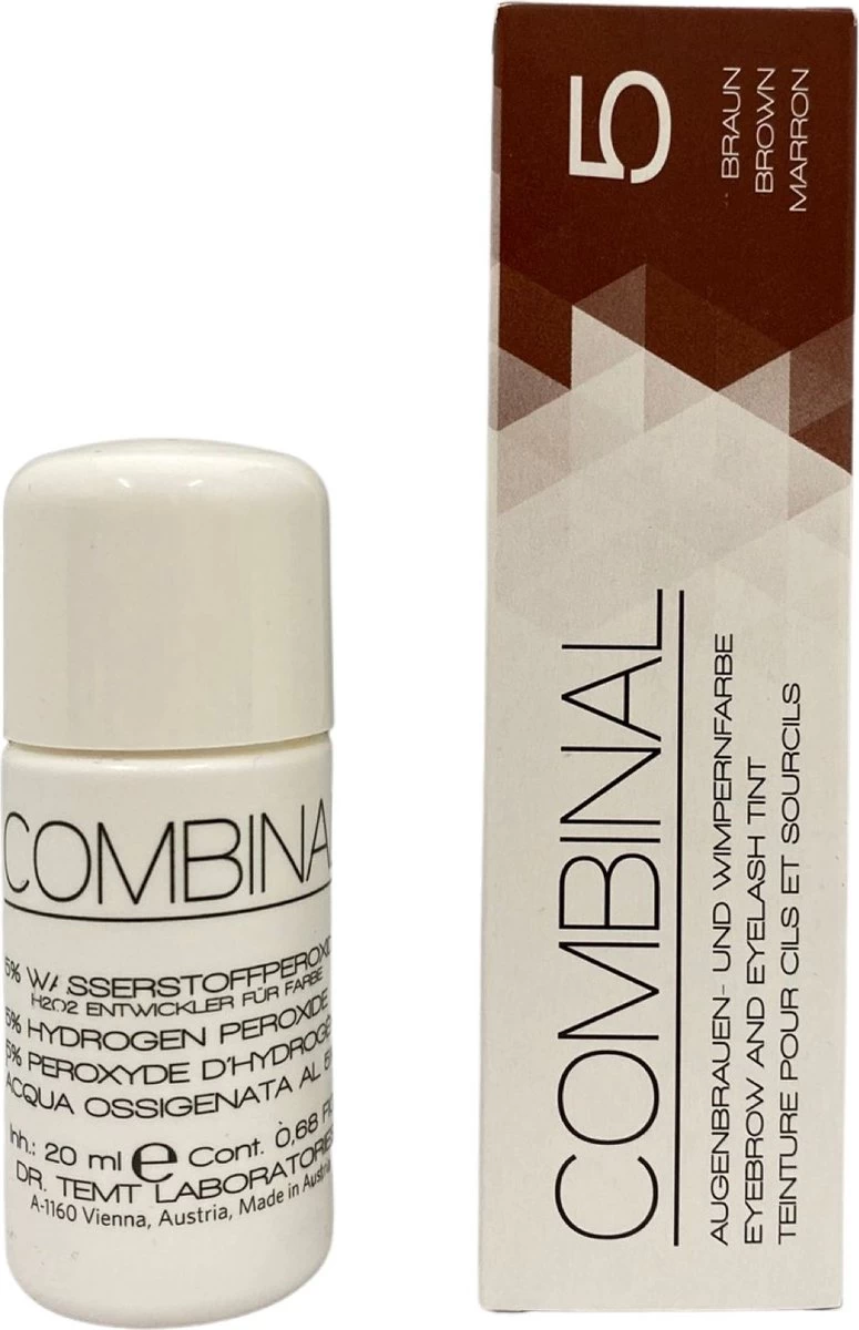 Combinal Wenkbrauw En Wimperverf - Bruin + Combinal Waterstofperoxide 5% - Wimpers - Wenkbrauwen - Wenkbrauwverf - Combideal - Afbeelding 2