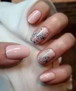 SD Press On Nails - B-Series - Plaknagels - Gelnagels - Handgemaakt - 20 Stuks - B37 - Nude Nagels Met Glitter - Nepnagels Met Lijm - Korter Rond - Accessoires - Nagelstudio - Gellak - Nageltips - Nagelset - Nagelstudio - Nagels Met Lijm - Nepnagels