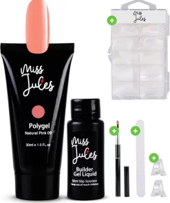 Miss Jules® Polygel Kit - 30 Ml Natural Pink - Polygel Nagels Starterspakket – Polygel Set Incl. Instructievideo (NL) – Polygel Starters Kit