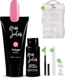 Miss Jules® Polygel Kit - 30 Ml Pink - Polygel Nagels Starterspakket – Polygel Set Incl. Instructievideo (NL) – Polygel Starters Kit